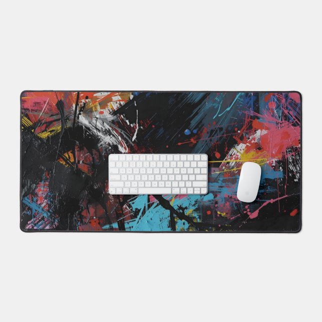 Vivid Chaos – Bold Abstract Expressionist Art Prin Schreibtischunterlage (Tastatur & Maus)