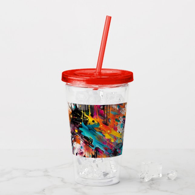 Vivid Chaos Splash Graffiti Acryltrinkbecher (Rückseite Ice)