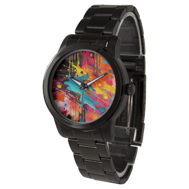 Vivid Chaos Splash Graffiti Armbanduhr (Schrägansicht)