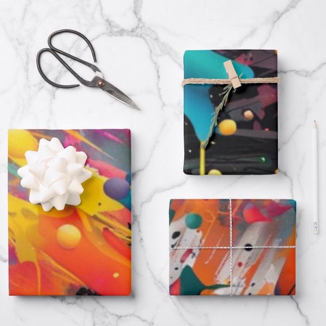 Vivid Chaos Splash Graffiti Geschenkpapier Set (Vorderseite)