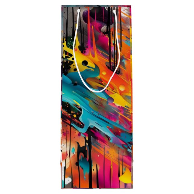 Vivid Chaos Splash Graffiti Geschenktüte Für Weinflaschen (Rückseite)