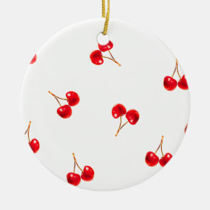 Vivid Cherry Pattern Keramik Ornament