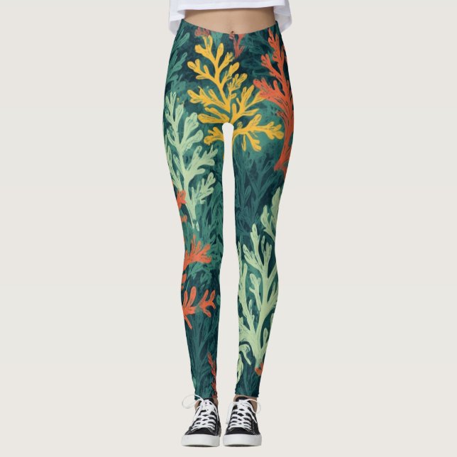 Vivid Coral Forest - Leggings (Devant)