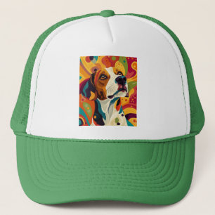 Vivid Dog Portrait - Kunstmischung und Liebe Truckerkappe