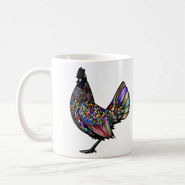 Vivid Eclectic Beautiful Rooster Kaffeetasse (Links)