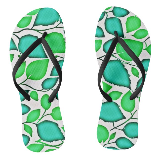 Vivid Elegance Blätter Muster Flip Flops (Fußbett)