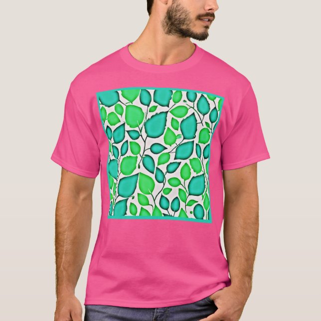 Vivid Elegance Blätter Muster T-Shirt (Vorderseite)