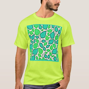 Vivid Elegance Blätter Muster T-Shirt