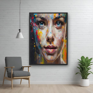 Vivid Expression - Abstraktes Portrait Art Poster