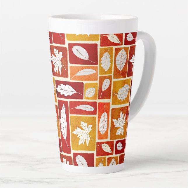 Vivid Fall Block Leaf Imprimer tall coffee mug (Angle droit)