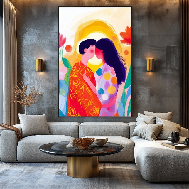 Vivid Fauvist Vision des Kusses Leinwanddruck (Von Creator hochgeladen)