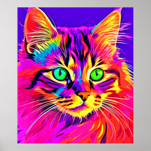 Vivid Feline Design Poster