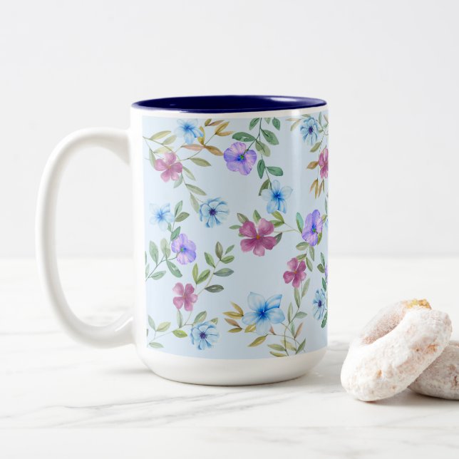 Vivid Floral Garden Zweifarbige Tasse (Mit Donut)