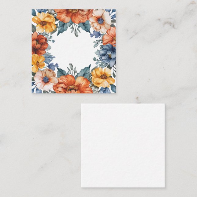 Vivid Floral Watercolor Rahmen Mitteilungskarte (Vorne/Hinten)