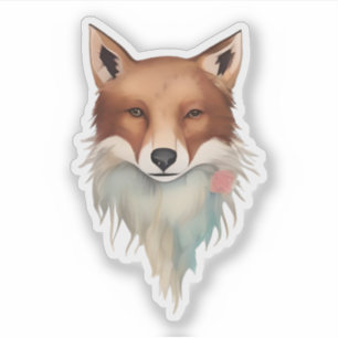 Vivid Fox Portrait - Majestic Forest Guardian Aufkleber