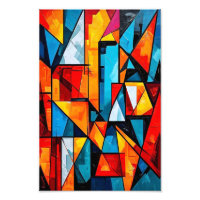 Vivid Geometric Abstrakt - Dynamic Cubist Wall Art