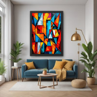 Vivid Geometric Abstrakt - Dynamic Cubist Wall Art