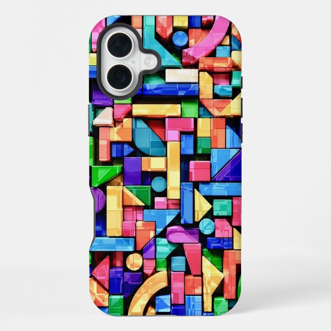 Vivid Geometric Flow iPhone 16 Plus Hülle (Rückseite)