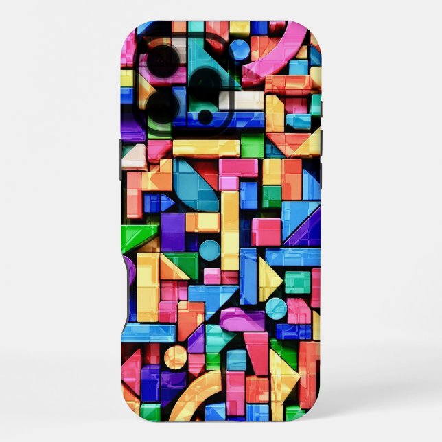 Vivid Geometric Flow iPhone 16 Pro Max Hülle (Rückseite)