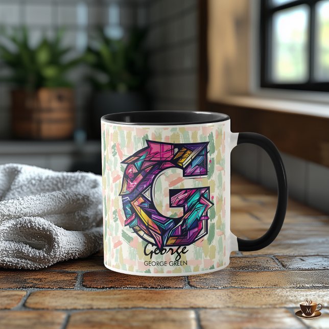 Vivid Geometric Monogram Tasse - G for George (Von Creator hochgeladen)