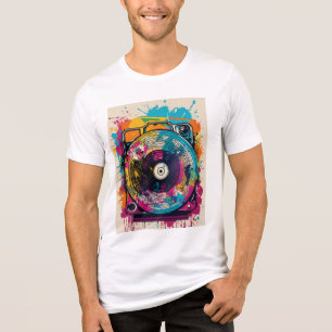 "Vivid Graffiti Turntable Vinyl T - Shirt" Tri-Blend Shirt