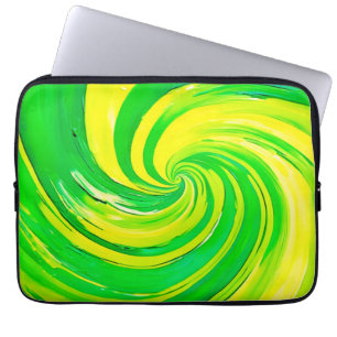 Vivid Green and Yellow Swirl Art Laptopschutzhülle