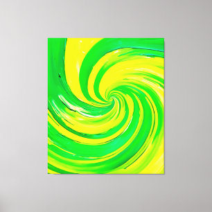 Vivid Green and Yellow Swirl Art Leinwanddruck