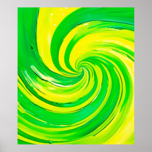 Vivid Green and Yellow Swirl Art Poster