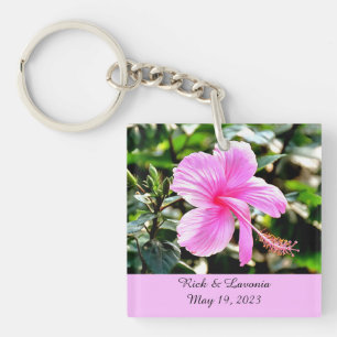 Vivid Hibiscus rose Tropical Porte - clé personna