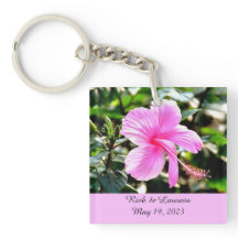 Vivid Hibiscus rose Tropical Porte - clé personnal