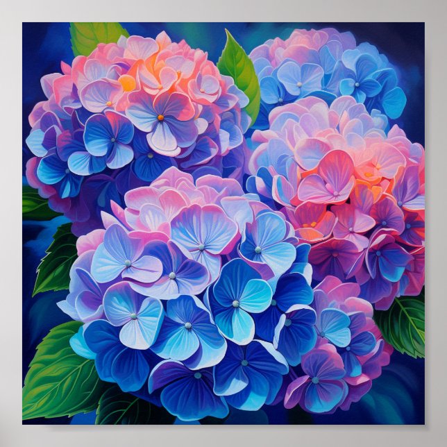 Vivid Hydrangeas Poster (Vorne)