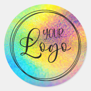 Vivid Iridescent Holographic Foil Logo Runder Aufkleber