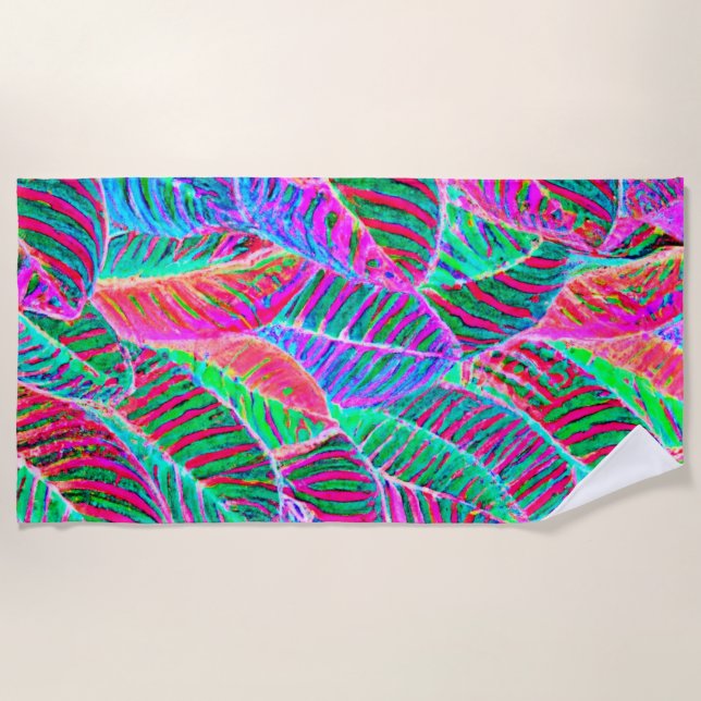 Vivid Leaf Muster Design Strandtuch (Vorderseite)