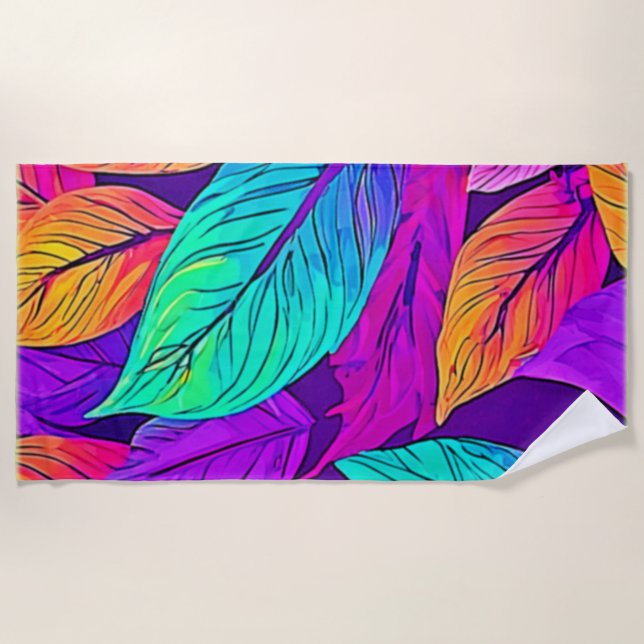 Vivid Leaf Muster Strandtuch (Vorderseite)