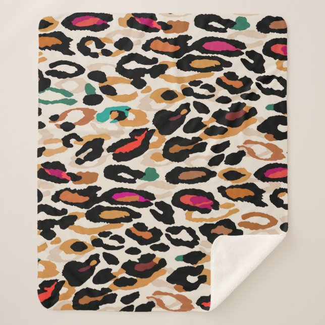 Vivid Leopard Animal Prints Sherpadecke (Vorderseite)
