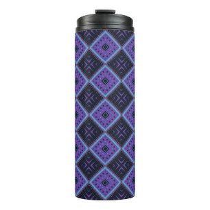 Vivid Lila und Blue Geometric Diamond Pattern Thermosbecher