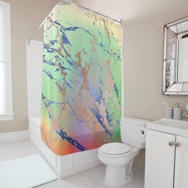 Vivid Marble | Farbige, fette Pastelle Wasserfarbe Duschvorhang (Beispiel)