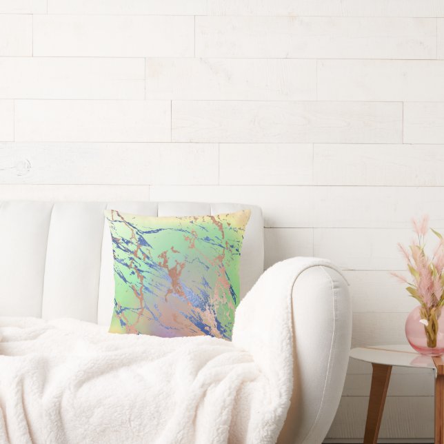 Vivid Marble | Farbige, fette Pastelle Wasserfarbe Kissen (Liege)