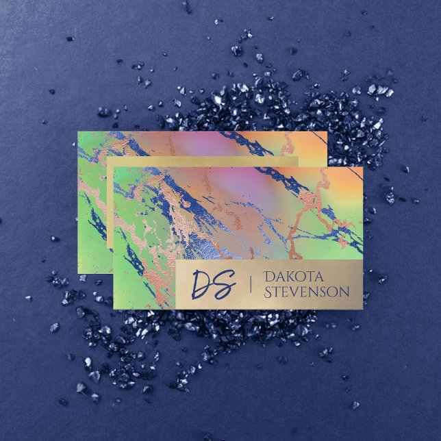 Vivid Marble | Farbige fette Wasserfarbenmonogramm Visitenkarte (Von Creator hochgeladen)