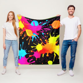 Vivid Neon Abstrakt Art in Motion Fleecedecke