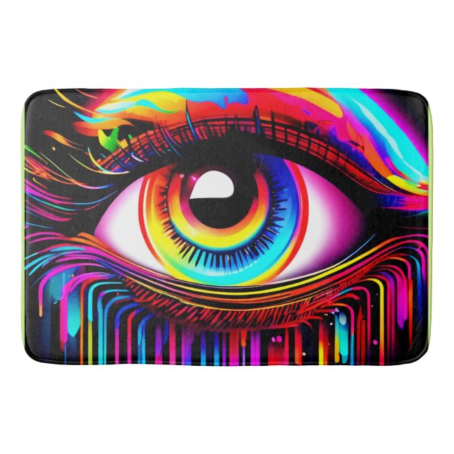 Vivid Neon Eye mit Melkfarben Badematte (Vorderseite)