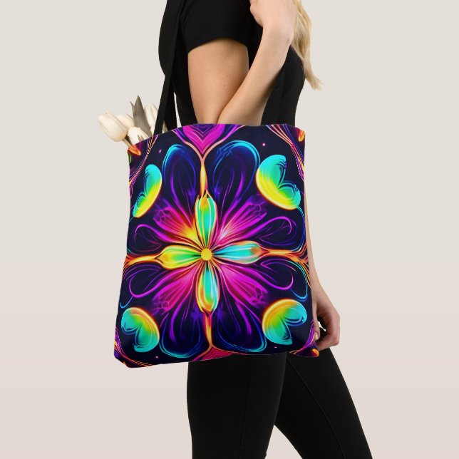 Vivid Neon Floral Mandala Art Tasche (Von Nahem)