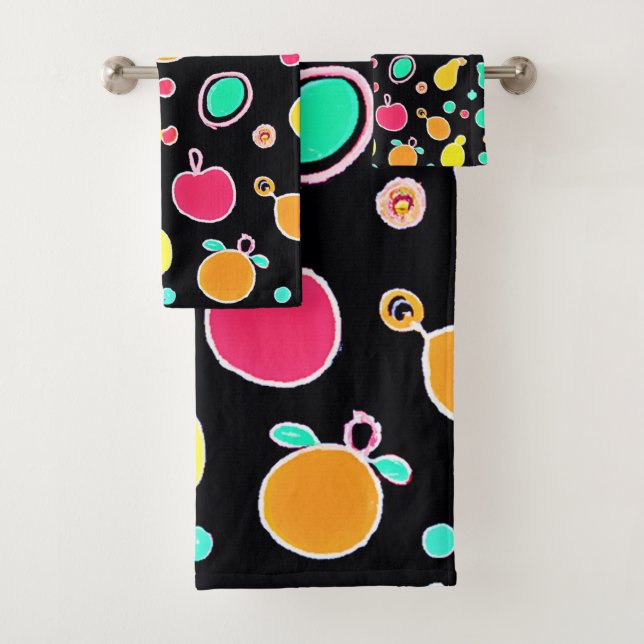 Vivid Neon Fruitful Pattern Badhandtuch Set (Insitu)