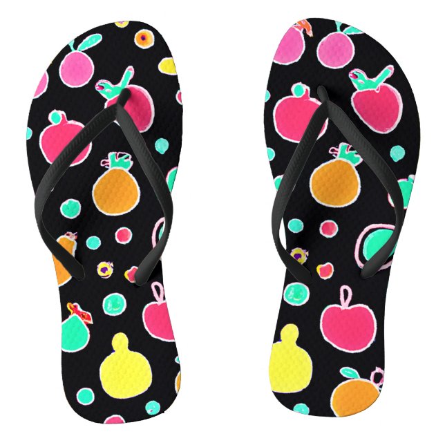 Vivid Neon Fruitful Pattern Flip Flops (Fußbett)