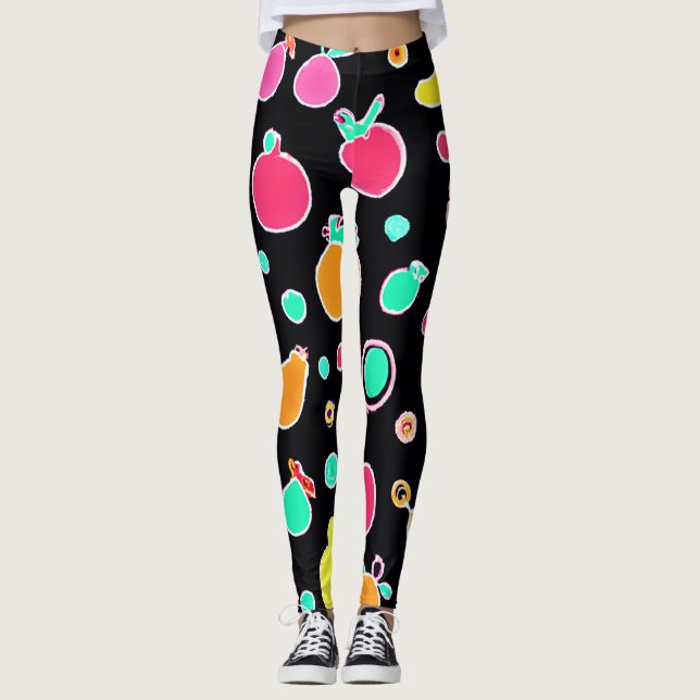 Vivid Neon Fruitful Pattern Leggings (Vorderseite)