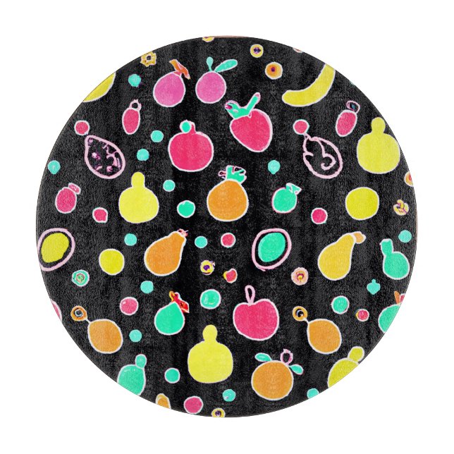 Vivid Neon Fruitful Pattern Schneidebrett (Vorderseite)