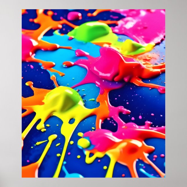 Vivid Neon Paint Spritzer Explosion Art Poster (Vorne)