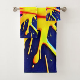 Vivid Neon Splashes Badhandtuch Set