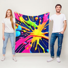 Vivid Neon Splashes Fleecedecke