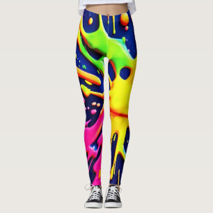 Vivid Neon Splashes Leggings